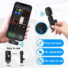 Lightning Aparatlı iPhone Uyumlu Youtuber Influencer Kablosuz Wireless Bluetooth Yaka Mikrofonu