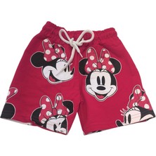 Minnie Mouse Baskılı Kız Çocuk Alt Üst Tişort ve Şort Takımı - 2'li Yazlık Set