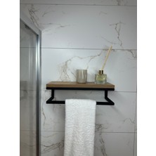 Fulya Banyo Ahşap Raflı Metal Havlu, Şal Askılık