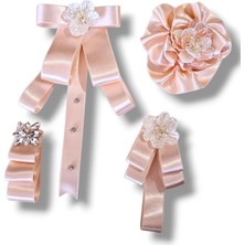 4 Lü Pudra Saten Broş Set,yaka Iğnesi, Yaka Cicegi ,gül Broş