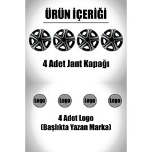 Citroen Berlingo Jumper Jumpy 16" Inç Uyumlu 4 Adet 1 Takım Gri Siyah Jant Kapağı
