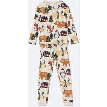 Lcw Baby Bej Bisiklet Yaka Baskılı Erkek Bebek Pijama Takımı
