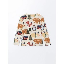 Lcw Baby Bej Bisiklet Yaka Baskılı Erkek Bebek Pijama Takımı