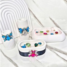 4 Lü Set Şamdanlı Arı Figürlü Kristal Taşlı Özel Tasarım %100 Doğal Soya Wax Mum