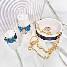 Lux Home 3 Lü Set , Kristal Taşlı Ari Figürlü Mumluk , Şamdan Set