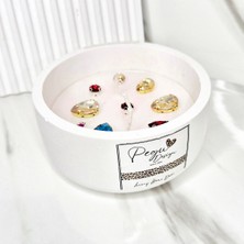 Kristal Taşlı Özel Tasarım %100 Doğal Soya Wax Mum, Yuvarlak Kase Model