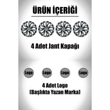 Fiat Palio Albea Linea 15" Inç Uyumlu 4 Adet 1 Takım Gri Siyah Jant Kapağı