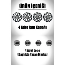 Citroen Berlingo Jumpy 14" Inç Uyumlu 4 Adet 1 Takım Gri Siyah Jant Kapağı