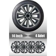 Peugeot 106 107 14" Inç Uyumlu 4 Adet 1 Takım Gri Siyah Jant Kapağı