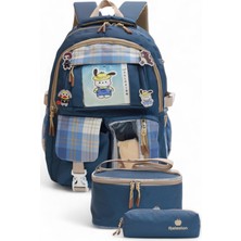 Relaxion 2203-1395 Kore Tarzı Unisex Çocuk Üçlü Set Ilkokul Sırt Çantası - NKT02203-LACIVERT-TEKEBAT