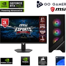 Go Gamer GA771D AMD Ryzen 7 7700 / 128GB DDR5 5200MHz / 2TB NVMe m.2 SSD / RTX 5070 12GB / 240mm Sıvı Soğutma / MSI 27" 180Hz. / AMD Gaming Paket