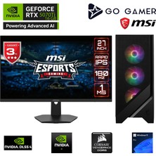 Go Gamer GA774D AMD Ryzen 7 7700 / 64GB DDR5 5200MHz / 1TB NVMe m.2 SSD / RTX 5070Ti 16GB / 240mm Sıvı Soğutma / MSI 27" 180Hz. / AMD Gaming Paket
