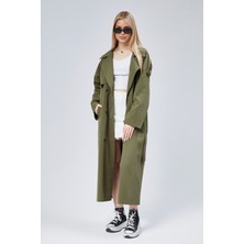 Bolivente Kadın Oversize Astarlı Uzun Trençkot
