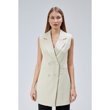 Kadın Uzun Kruvaze Dokuma Yelek