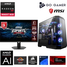 Go Gamer GA782DP AMD Ryzen 7 7700 / 128GB DDR5 5200MHz / 1TB NVMe m.2 SSD / RX 9060XT 8GB / 240mm Sıvı Soğutma / MSI 27" 180Hz. / AMD Gaming Paket