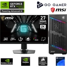 Go Gamer GA1185DK AMD Ryzen 7 9700X / 256GB DDR5 5600Mhz / 2TB NVMe m.2 SSD / RTX 5070Ti 16GB / 360mm Sıvı Soğutma / MSI 27" 2K 180Hz. / AMD Gaming Paket