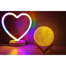 Neon Kalp ve 3 D LED Sarı Küre Gece Lambası