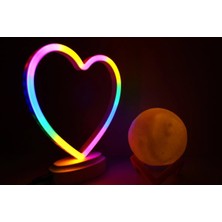 Neon Kalp ve 3 D LED Sarı Küre Gece Lambası