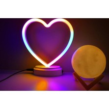 Neon Kalp ve 3 D LED Sarı Küre Gece Lambası