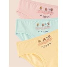 Kız Çocuk Organik Pamuklu Likralı Külot Let's Dance 3'lü Paket