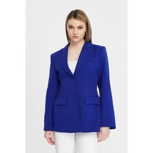 Bolivente Kadın Regular Astarlı Kruvaze Kapama Dokuma Blazer Ceket
