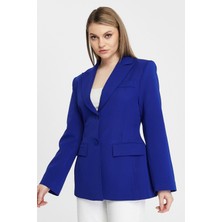 Bolivente Kadın Regular Astarlı Kruvaze Kapama Dokuma Blazer Ceket
