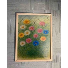 Tel Örgü Arasından - A3 Premium Sanat Suluboya Sanat Baskısı (Çerçeveli)