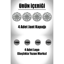 Hyundai Era Getz Accent Era 13" Inç Uyumlu 4 Adet 1 Takım Gri Kırılmaz Jant Kapağı