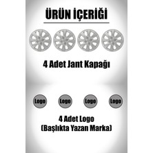 Peugeot 301 306 307 308 15" Inç Uyumlu 4 Adet 1 Takım Gri Kırılmaz Jant Kapağı