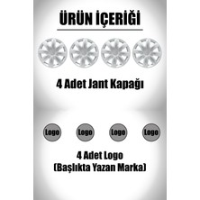 Fiat Doblo Fiorino 14" Inç Uyumlu 4 Adet 1 Takım Gri Kırılmaz Jant Kapağı