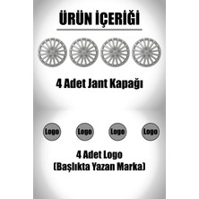 Renault Modus Laguna Espace Spring 15" Inç Uyumlu 4 Adet 1 Takım Gri Kırılmaz Jant Kapağı
