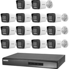 Hikvision 14 Kameralı 4 Mp Hybrid Light Ip Güvenlik Kamera Seti DS-2CD1043G2-LIUF (Dahili Mikrofonlu)