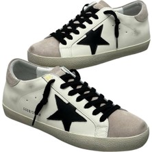 Golden Goose - Men’s Super‑star In White Leather White Black Nubuck Star - Erkek Sneaker Ayakkabı