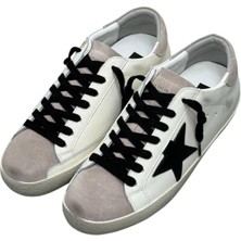 Golden Goose - Men’s Super‑star In White Leather White Black Nubuck Star - Erkek Sneaker Ayakkabı