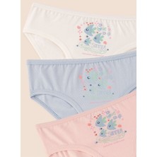 Kız Çocuk Organik Pamuklu Likralı Külot Summer 3'lü Paket