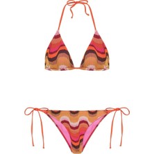 Renkli Triko Üçgen Bikini Takım