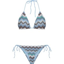 Renkli Triko Üçgen Bikini Takım