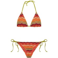 Renkli Triko Üçgen Bikini Takım