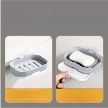 Yapışkanlı Su Giderli Sabunluk Duvara Monte Banyo Mutfak Için Süngerlik Su Tutmaz Sabun Kutusu