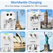 Derwell +150 Ülke Abd Ingiltere Ab Dönüştürücü International Travel Adapter Uluslararası Fiş Adaptörü Dünya Seyahat Ac Güç Şarj Adaptörü