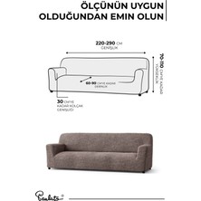 Paulato Lastikli Esnek ve Yıkanabilir 3 Kişilik Koltuk Örtüsü Çekyat Kanepe Kılıfı - Kakao