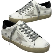 Golden Goose Super - Star White Leather - Grey Star Black Heel - Erkek Sneakers Ayakkabı