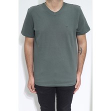 Santa Fistan Store Erkek Düz Spor Kesim Rahat Kalıp V Yaka T-Shirt
