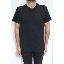 Santa Fistan Store Erkek Düz Spor Kesim Rahat Kalıp V Yaka T-Shirt