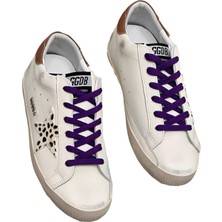 Women's Sneakers Dalmatian Golden Goose Superstar Purple Lace-Up - Brown back ankle - Kadın Ayakkabı Mor Bağıcık Dalmaçya Yıldız