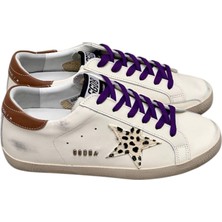 Women's Sneakers Dalmatian Golden Goose Superstar Purple Lace-Up - Brown back ankle - Kadın Ayakkabı Mor Bağıcık Dalmaçya Yıldız