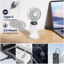 Tatlı Sebep Mini Klima LED Göstergeli Şarjlı El Fanı Vantilatör 5 Kademeli Hız Serinletici Fan