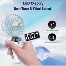 Tatlı Sebep Mini Klima LED Göstergeli Şarjlı El Fanı Vantilatör 5 Kademeli Hız Serinletici Fan