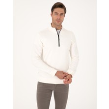 Pierre Cardin Erkek Ekru 3 İplik Regular Fit Fermuarlı Dik Yaka Basic Sweatshirt 50314044-VR019