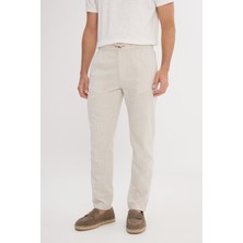 %100 Pamuk Slim Fit Dar Kesim Beli Bağlamalı Yan Cepli Pantolon